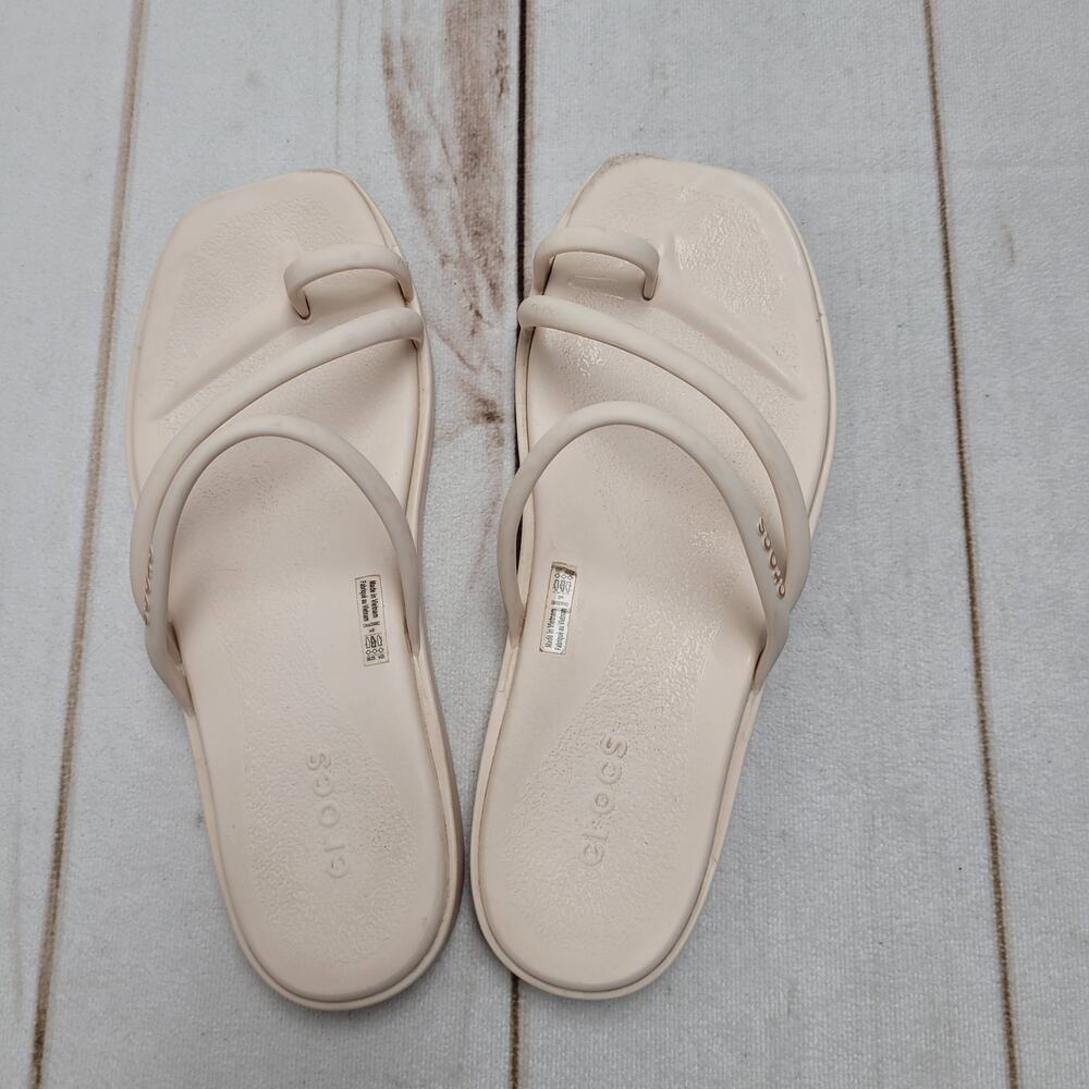 Crocs Miami Toe Loop Sandals beachy flexible lightweight cream minimalist